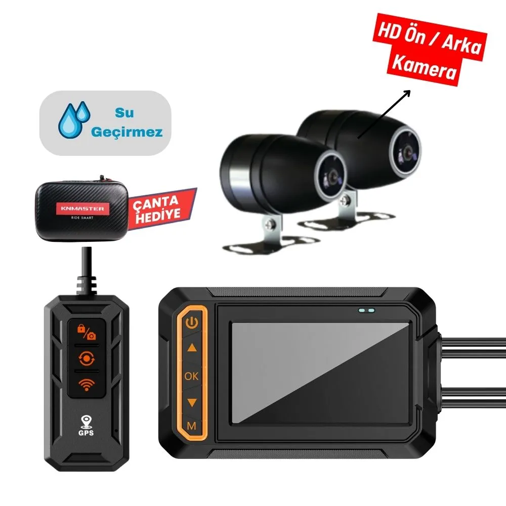 [M05KNM17020200-00] KN MASTER Motocam 1000 Çift Kameralı Full HD Motosiklet DVR Sistemi