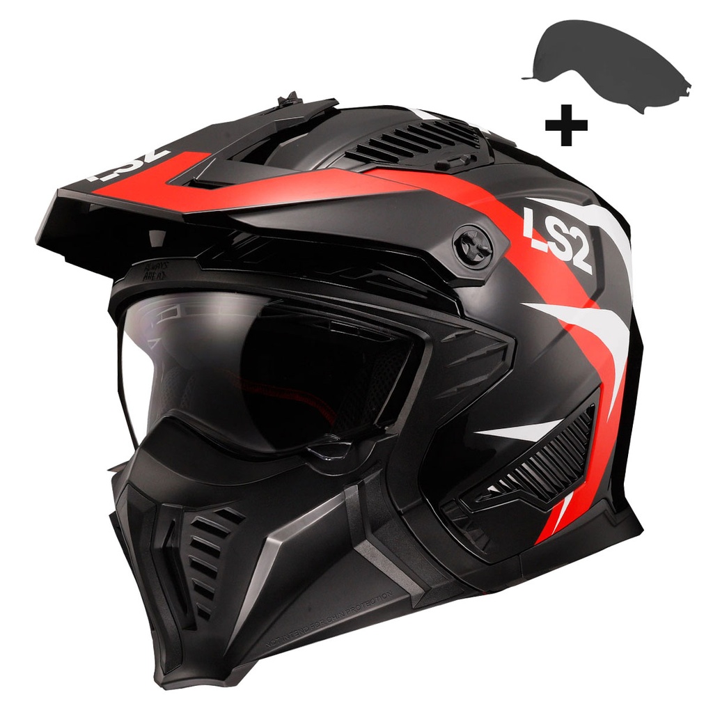 [M03LS204000208-0S] LS2 DRIFTER TRIALITY KIRMIZI KASK (S)