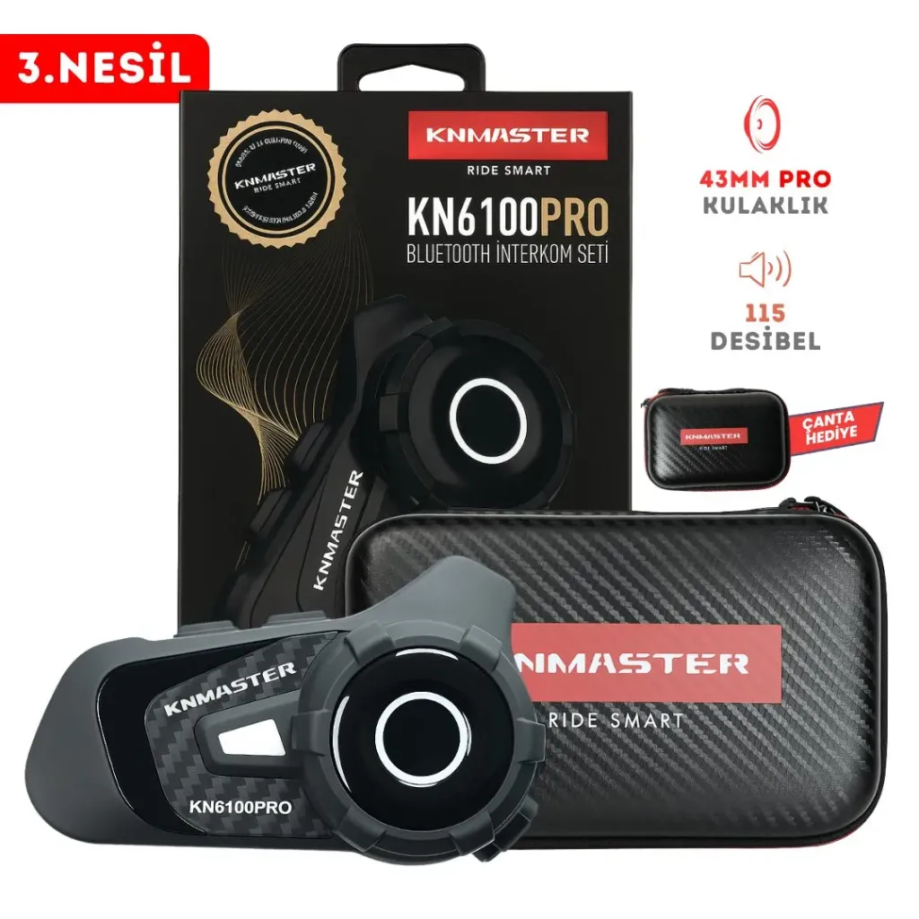 [M04KNM01010970-00] KN MASTER KN6100 PRO Motosiklet Kask İnterkom Bluetooth Intercom Kulaklık Seti