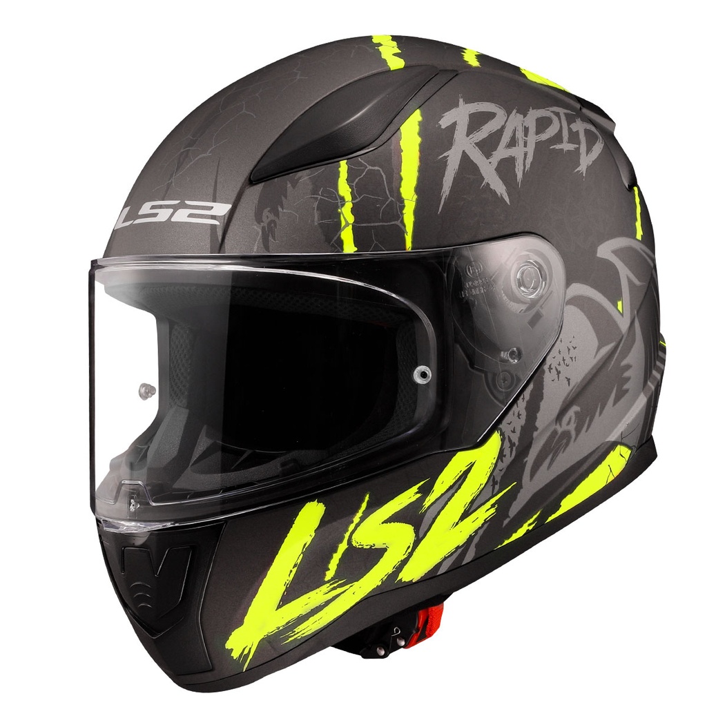 [M03LS201001406-1S] LS2 RAPID 2 RAVEN MAT SİYAH-GRİ-NEON SARI KASK (XS)