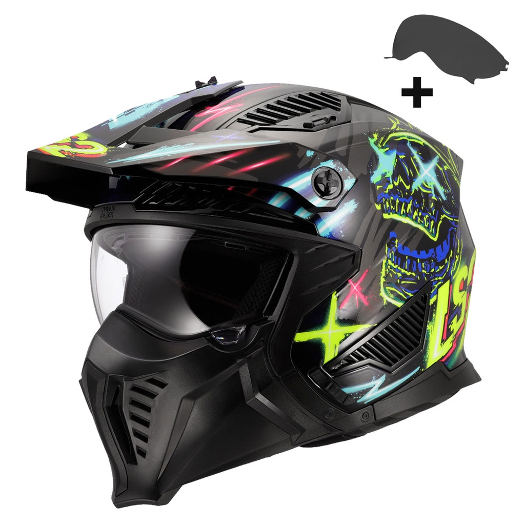 [M03LS204000209-0S] LS2 DRIFTER RAYZ SİYAH-MAVİ KASK (S)