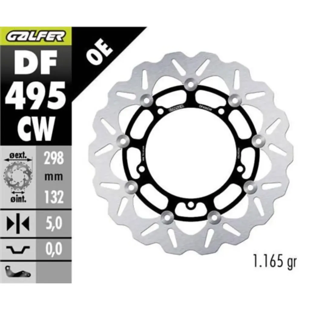 [DF495CW] GALFER DF495CW ALUMİNYUM HAREKETLİ DALGALI ÖN FREN DİSKİ 298 X 5 MM