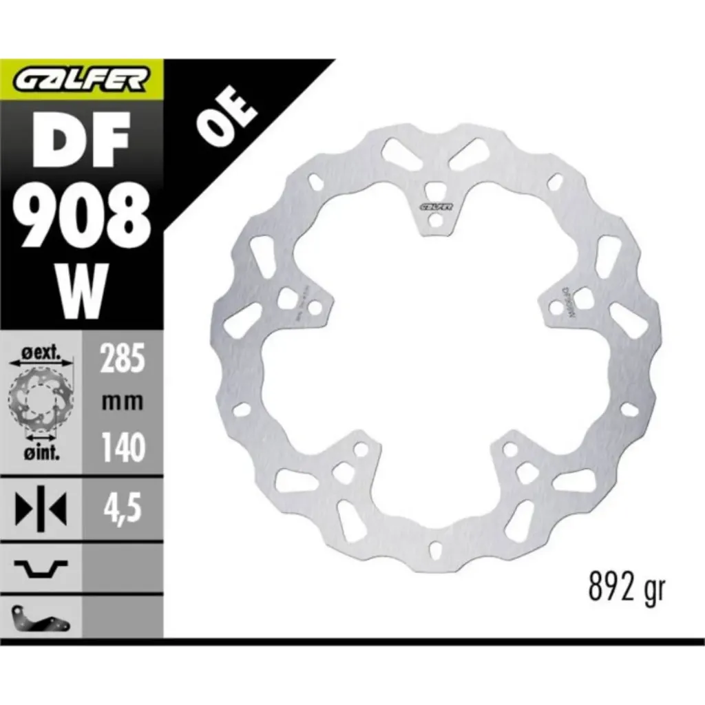 [DF908W] GALFER DF908W HAREKETLİ DALGALI ARKA FREN DİSKİ 285 X 4,5 MM