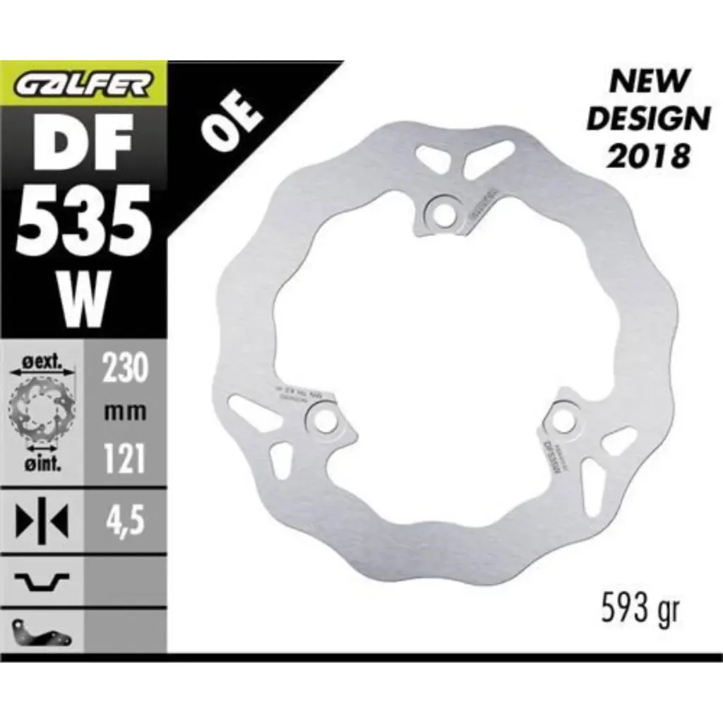 [DF535W] GALFER DF535W HAREKETLİ DALGALI ARKA FREN DİSKİ 230 X 4,5 MM