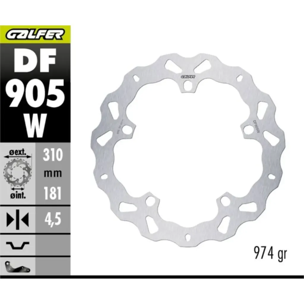 [DF905W] GALFER DF905W HAREKETLİ DALGALI ÖN FREN DİSKİ 310 X 4,5 MM