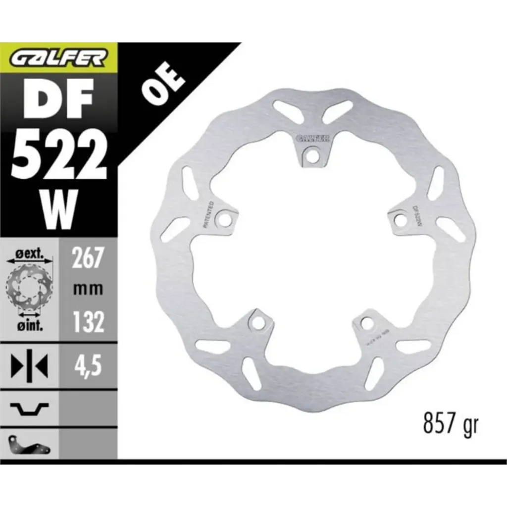 [DF522W] GALFER DF522W HAREKETLİ DALGALI ÖN FREN DİSKİ 267 X 4,5 MM