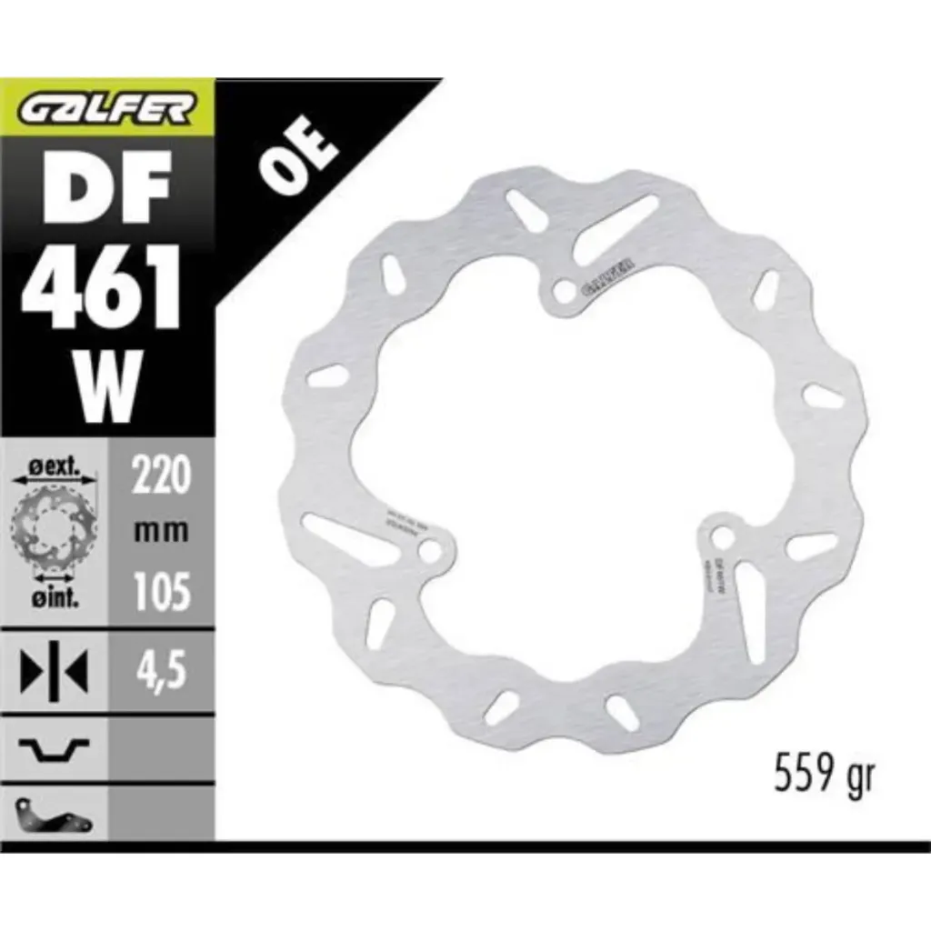 [DF461W] GALFER DF461W HAREKETLİ DALGALI ARKA FREN DİSKİ 220 X 4,5 MM