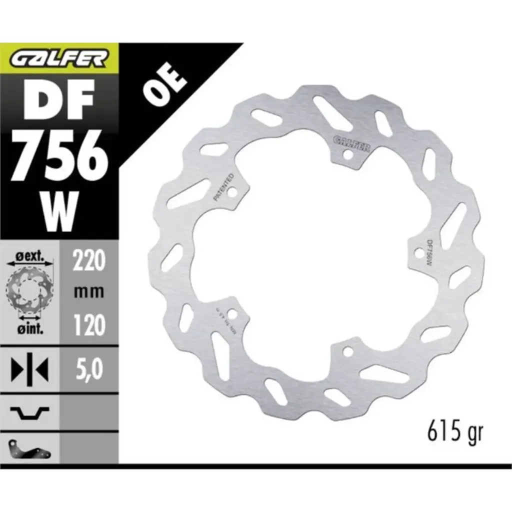 [DF756W] GALFER DF756W HAREKETLİ DALGALI ARKA FREN DİSKİ 220 X 5 MM
