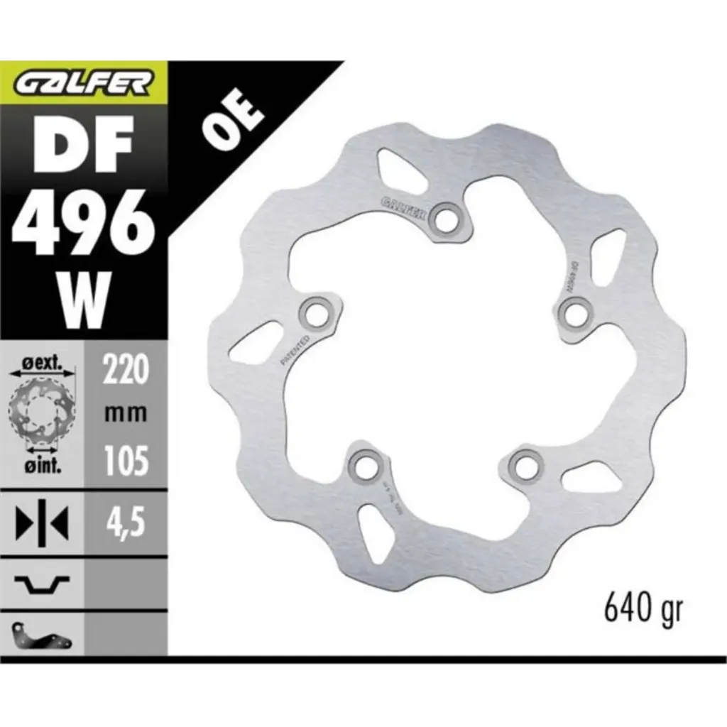 [DF496W] GALFER DF496W HAREKETLİ DALGALI ARKA FREN DİSKİ 220 X 4,5 MM
