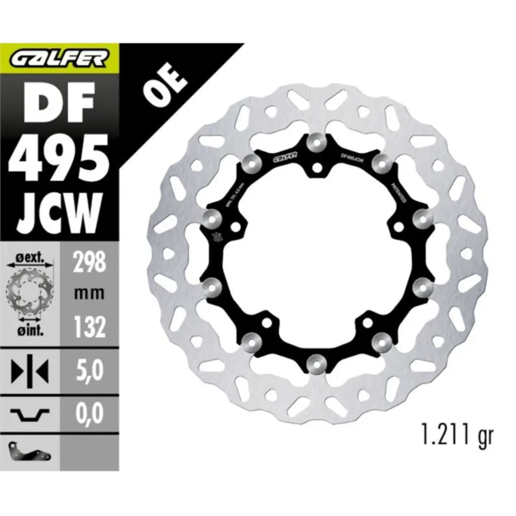 [DF495JCW] GALFER DF495JCW HAREKETLİ DALGALI ÖN FREN DİSKİ 298 X 5 MM
