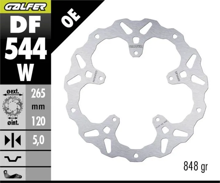 [DF544W] GALFER DF544CW ALUMİNYUM HAREKETLİ DALGALI ARKA FREN DİSKİ 265 X 5 MM