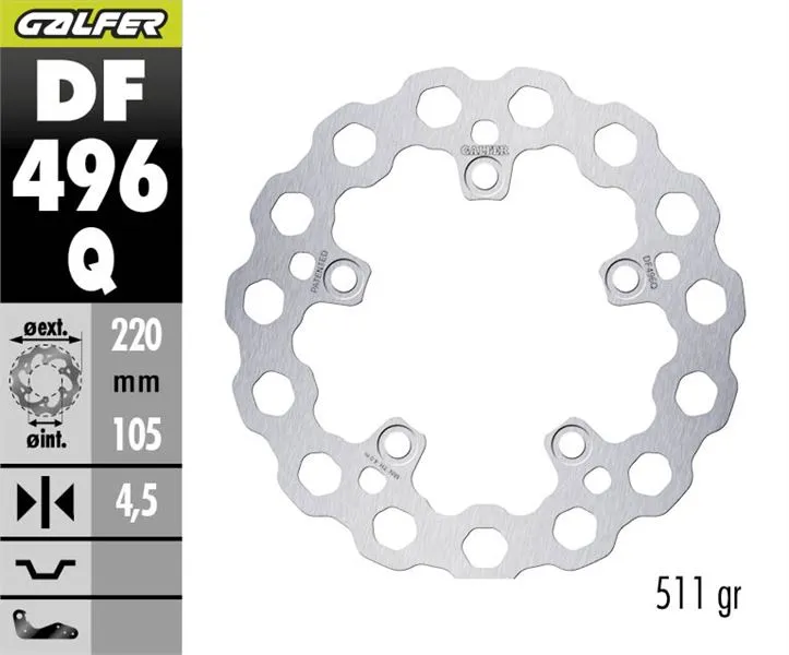 [DF496Q] GALFER DF496Q ALUMİNYUM HAREKETLİ DALGALI ARKA FREN DİSKİ 220 X 4,5 MM