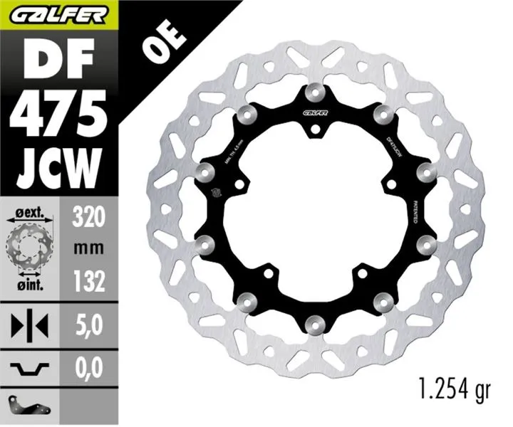 [DF475JCW] GALFER DF475JCW ALUMİNYUM HAREKETLİ DALGALI ÖN FREN DİSKİ 320 X 5 MM