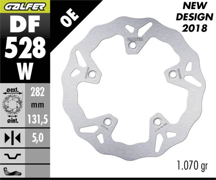 [DF528W] GALFER DF528W ALUMİNYUM HAREKETLİ DALGALI ARKA FREN DİSKİ 282 X 5 MM